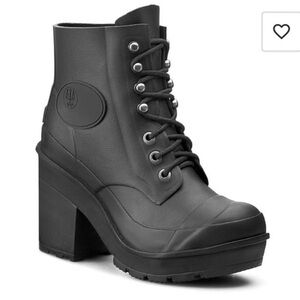 NWOT RARE Hunter Original Block Heel Lace Up Rainboots